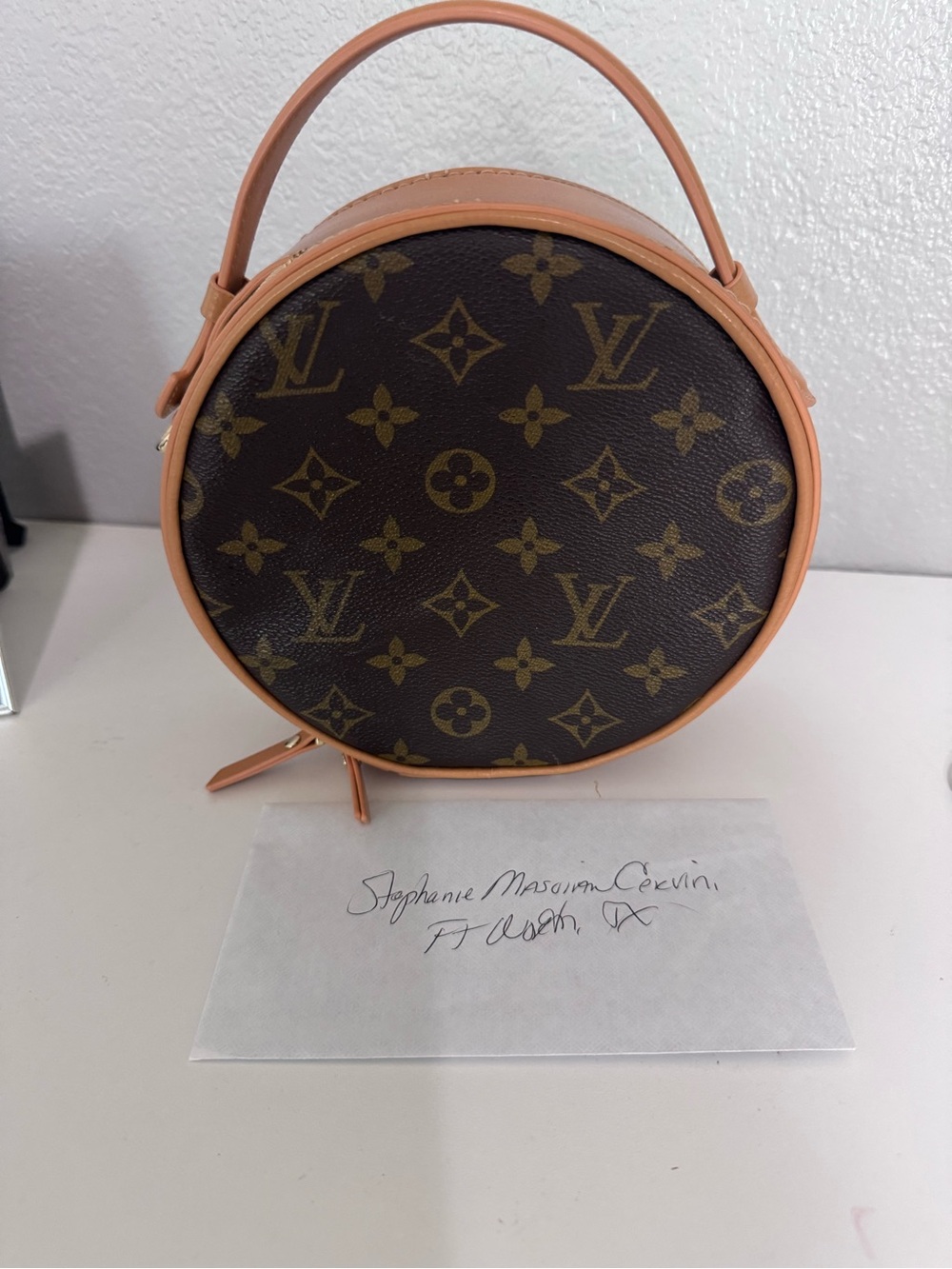 Louis Vuitton Monogram Round Mini Top Handle in Brown & Tan